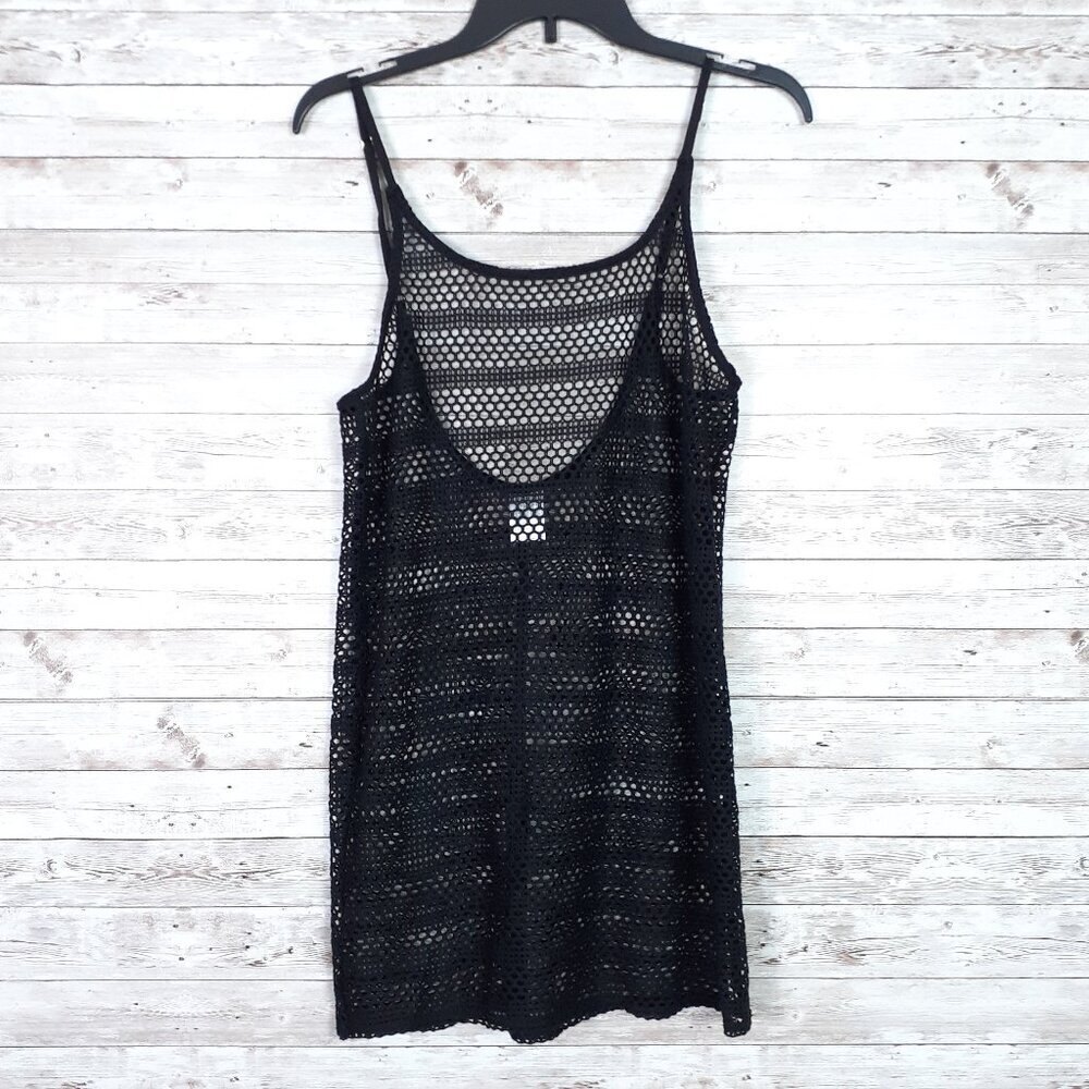 Wild Fable Womens Mesh Dress Swim Cover M Black Adj Strap Festival Goth 372A